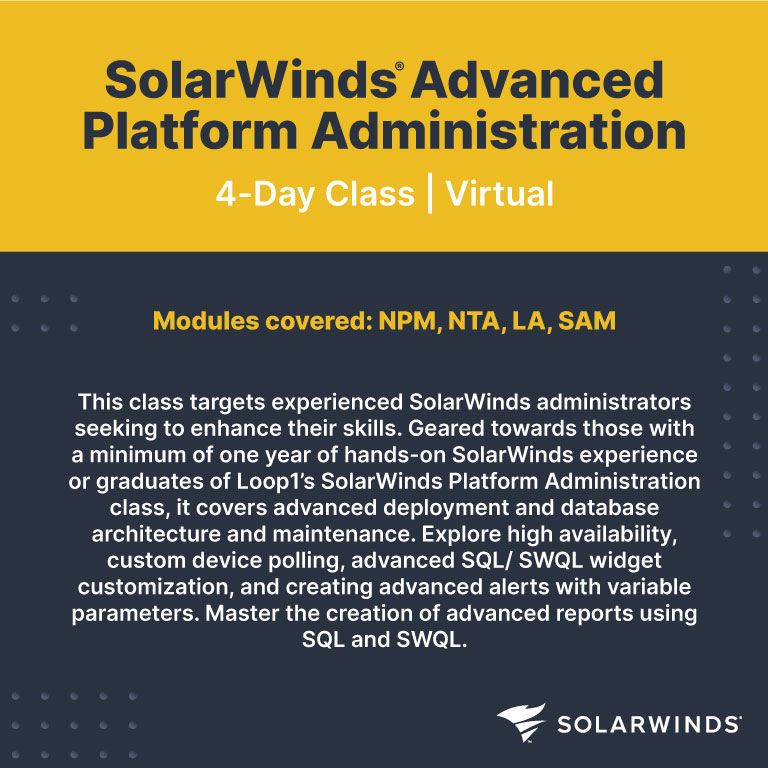 SolarWinds advanced Platform administration product image