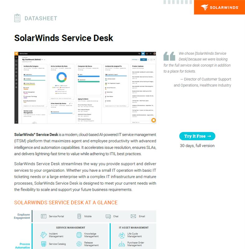 SolarWinds Service Desk