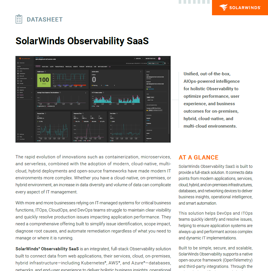 SolarWinds Observability SaaS